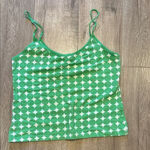 PINK Victoria's Secret Green and White Polka Dot Camisole